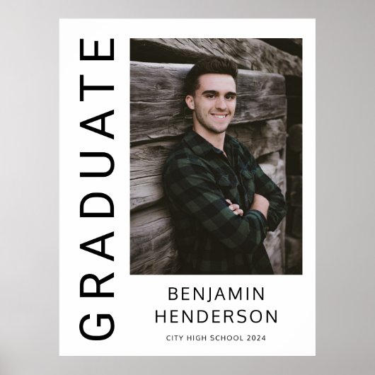 Poster Photo Boy moderne 2023 Faire-part de graduation (Devant)