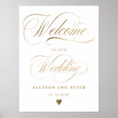 Poster Photo calligraphie chic or mariage accueil (Devant)