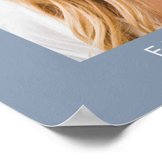 Poster Photo Chic Dusty Blue Wedding Réception Bienvenue (Coin)