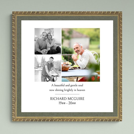 Poster Photo Collage 3 Photo Simple Funeral Memorial