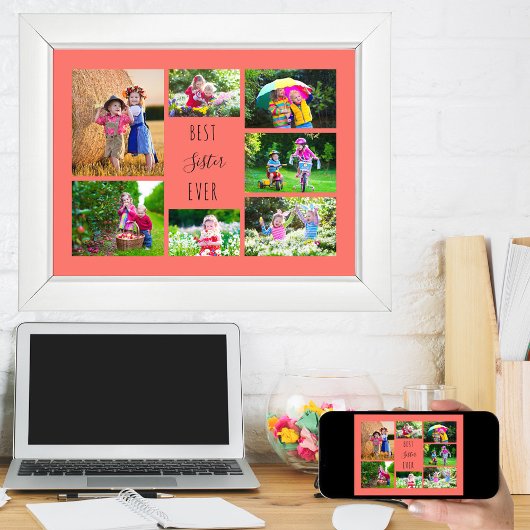 Poster Photo Collage 7 Photos Meilleure soeur Jamais Cora