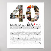 Poster photo collage anniversaire 40 Raisons de notre amo (Devant)