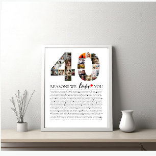 Poster photo collage anniversaire 40 Raisons de notre amo