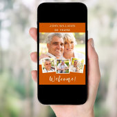 Poster Photo collage brûlé orange fête d'anniversaire bie