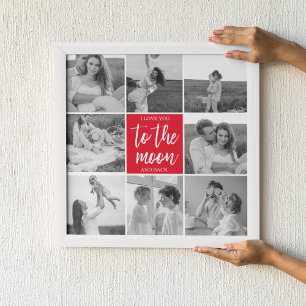 Poster Photo Collage Couple Moderne & Citation De La Lune