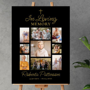 Poster Photo Collage Cross Funeral Memorial Welcome