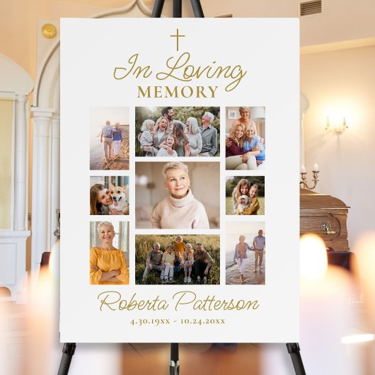 Poster Photo Collage Cross Funeral Memorial Welcome