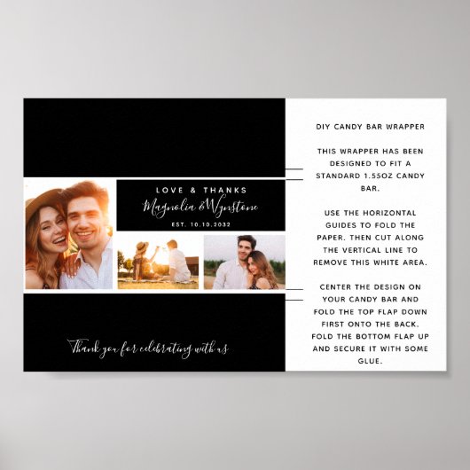 Poster Photo Collage Mariage Favor Candy Bar Wrapper (Devant)