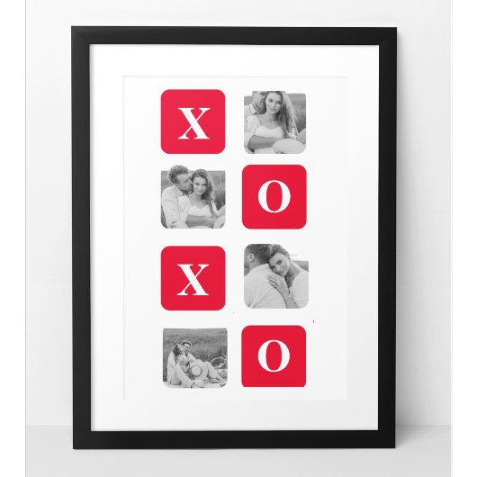 Poster Photo Collage moderne Couple et XOXO rouge