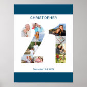 Poster Photo Collage Numéro 21 Personnalisé 21e anniversa (Devant)