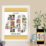 Poster Photo Collage Numéro 40 Custom 40th Birthday<br><div class="desc">Poster personnalisé avec collage photo numéro 40 - parfait pour un cadeau unique de 40e anniversaire. L'affiche est blanche avec sable beige neutre / bordures jaunes muettes et typographie moderne en bronze. Le collage photo peut contenir jusqu'à 15 de vos photos de famille préférées actuelles ou créer votre propre chronologie...</div>