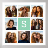 Poster Photo Collage personnalisé Monogramme Mention vert (Devant)