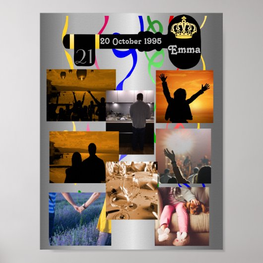 Poster Photo Collage Pour 21e fête d'anniversaire (Devant)