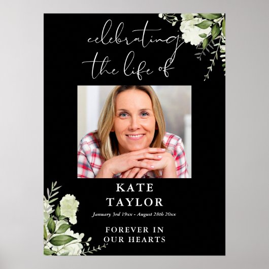 Poster Photo commémoratif de célébration de vie avec verd (Devant)