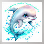 Poster Photo couleur d'eau personnalisée Dolphin (Devant)