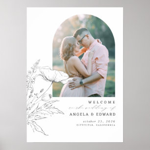 Poster Photo d'accueil de mariage avec fleurs sauvages de