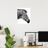 Poster Photo d'animal de la jungle sauvage du zèbre noir  (Bureau à domicile)
