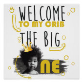 Poster Photo d'anniversaire Noir Blanc Jaune Bienvenue (Devant)