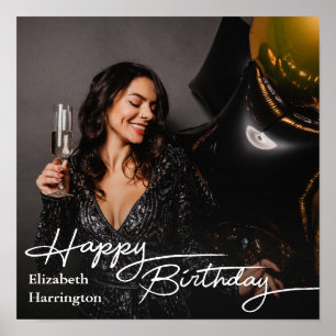 Poster Photo d'anniversaire simple et élégante