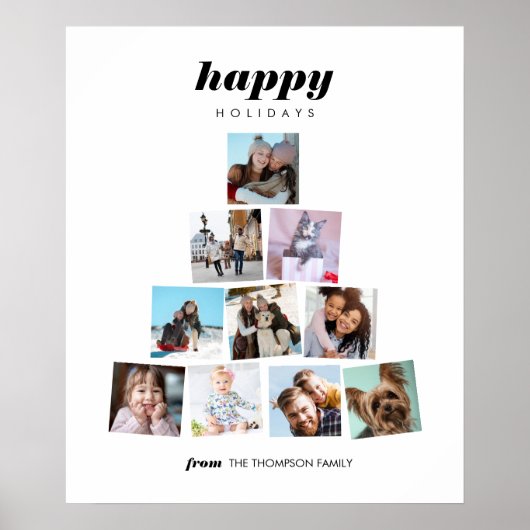 Poster Photo d'arbre de Noël de famille Collage Vacances (Devant)
