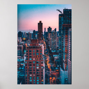 POSTER PHOTO DE BÂTIMENTS HAUT DE GAMME AVEC BLEU ET ROSE