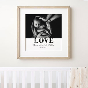 Poster Photo de bébé moderne élégant Typographie de l'amo