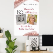 Poster Photo de bienvenue d'anniversaire rose gold 80 ans (Bureau à domicile)