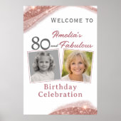 Poster Photo de bienvenue d'anniversaire rose gold 80 ans (Devant)