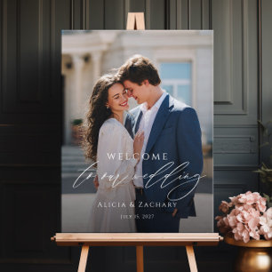Poster Photo de bienvenue de mariage élégant 