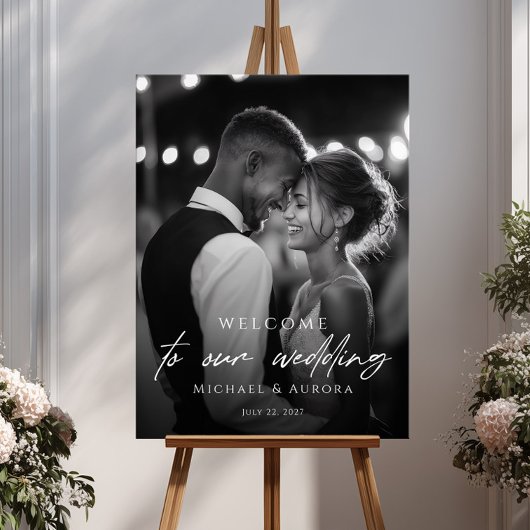 Poster Photo de bienvenue de mariage élégante