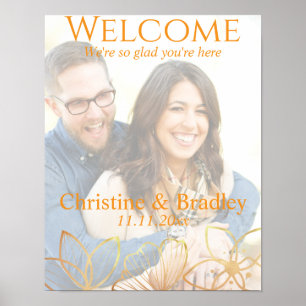 Poster Photo de bienvenue du Mariage charbon et or