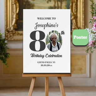Poster Photo de bienvenue pour une fête d'anniversaire 80