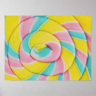 Poster Photo de bonbons en spirale arc-en-ciel pastel