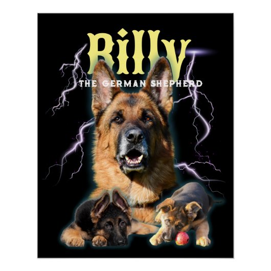 Poster Photo de chien personnalisée Bootleg tendance 90s (Devant)