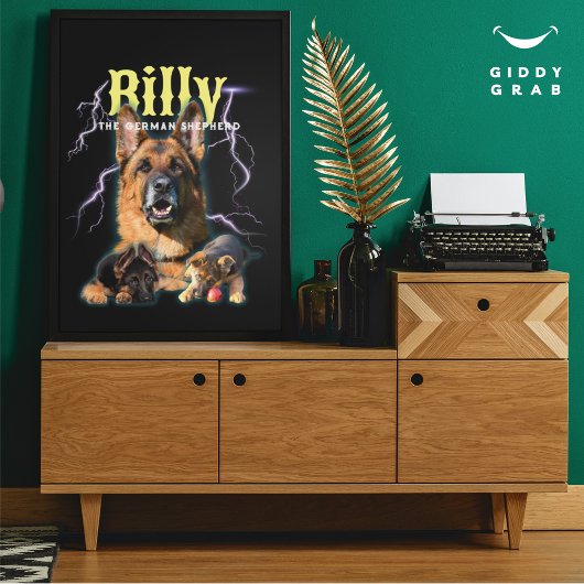 Poster Photo de chien personnalisée Bootleg tendance 90s