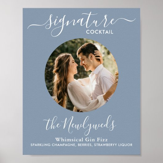 Poster Photo de cocktail signature Bleu Poussiéreux Bar d (Devant)