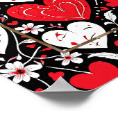 Poster Photo de Coeurs et Fleurs rouges, noirs et blancs (Coin)