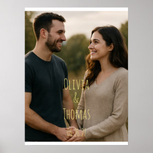 Poster Photo de couple personnalisé typographie dorée Mar