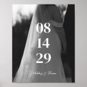 Poster Photo de date de mariage minimaliste moderne noir  (Devant)