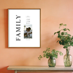 Poster Photo de famille minimaliste élégante 3 années de