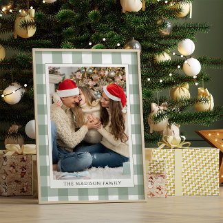 Poster Photo de famille verte moderne Joyeux Noël