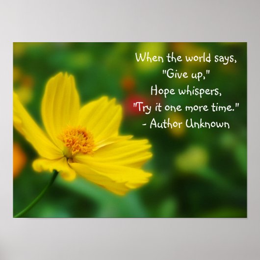 Poster Photo de flore de fleur jaune avec citation (Devant)