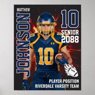 Poster Photo de football senior avec fond de feu Sports