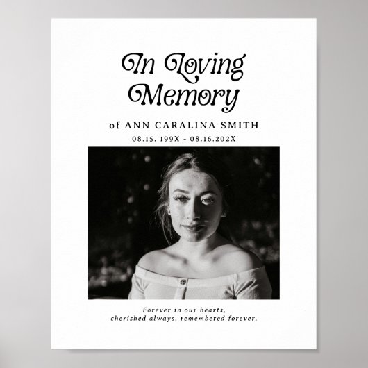 Poster Photo de funérailles rétro minimal en souvenir aff (Devant)