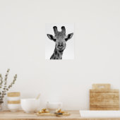 Poster Photo de girafe noir et blanc (Cuisine)