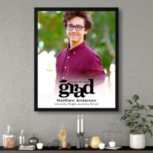 Poster Photo de Graduation blanche Typographie noire Mini