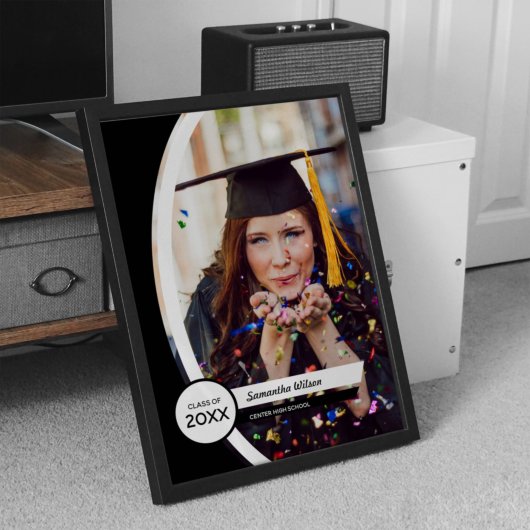 Poster Photo de graduation de Black Curved Frame