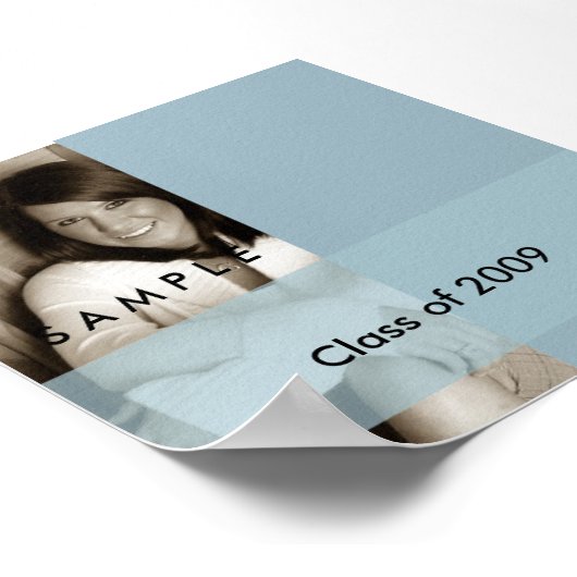 Poster Photo de Graduation en bleu clair Autographe Poste (Coin)