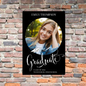 Poster Photo de la fête de graduation Coutume noir et bla