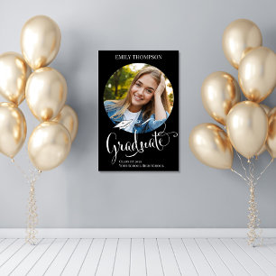 Poster Photo de la fête de graduation Coutume noir et bla